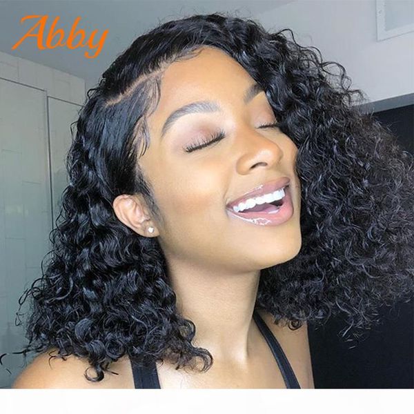 

full lace curly bob wigs malaysian curly full lace frontal bob human hair wig preplucked natural hairline 150% density short bob, Black