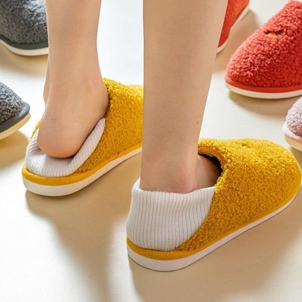 

classic men and women slipper winter warm fur women house indoor non-slip mules warm flat heel home indoor bedroom male slippers, Black