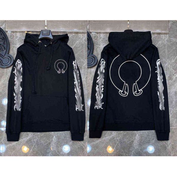 

classic mens fashion luxury zipper ch hoodies designer sweatshirts horseshoe sanskrit cross print pullover hooded sweater woman loose jackts, Black