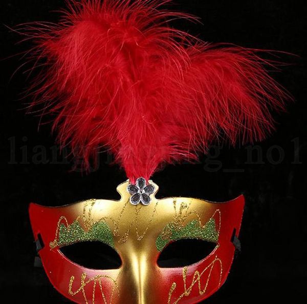 

venetian kka7093 mask performance face christmas 6 half party masquerade halloween masks feather color gxkqfqxuo