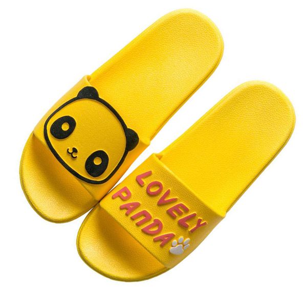 

summer cartoon panda home slippers women outdoor beach sandals vacation leisure slides bathroom floor ladies slippers sliders, Black