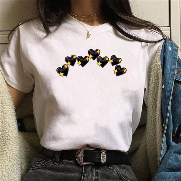 

summer fashion love heart women t shirt harajuku short sleeve funny t-shirt cute cartoon printed tees female clothing, White