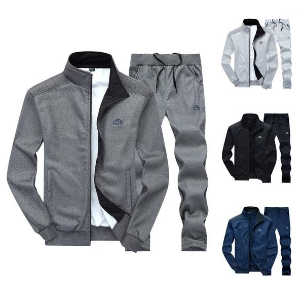 

tracksuit men fashion mens set two pieces zipper warm sweatshirt jacket+sweatpants sweat suit mens jogger sets moleton masculino1, Gray