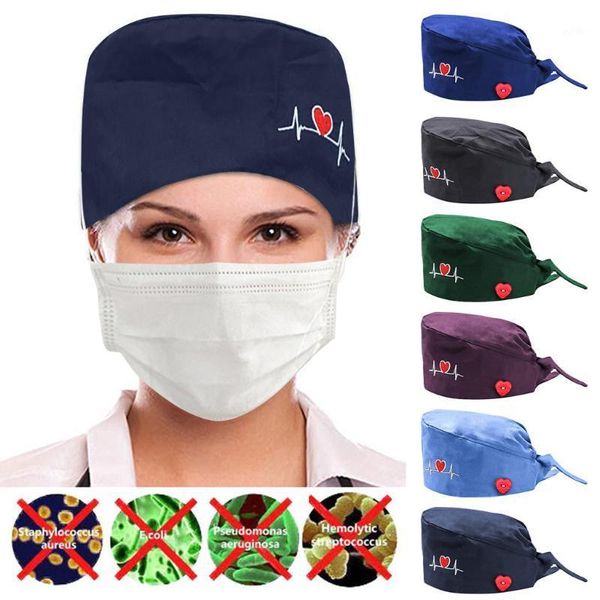 

beanies fashion buttonprint work hat casual scrub cap adjustable sweat-absorbent elastic multicolor scrubs hats 1141