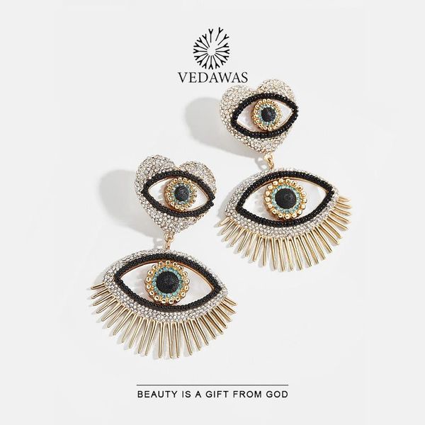 

vedawas twiggy earrings for lady 2020 new trend metal beads demon eye statement earring chic jewelry bijoux wholesale party gift, Golden;silver