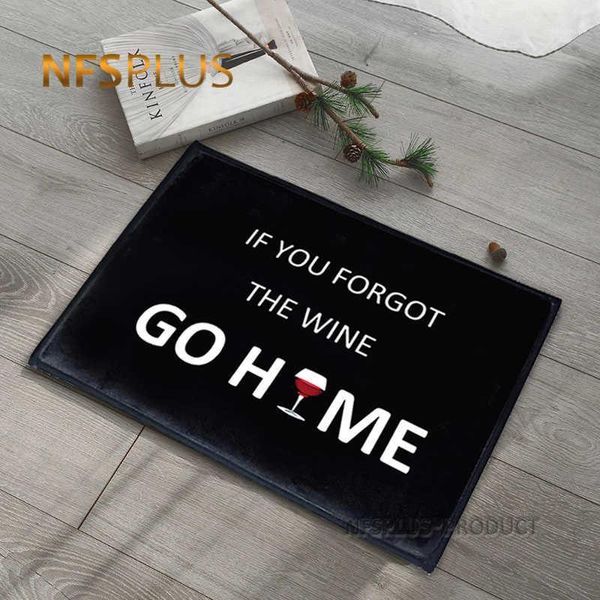 

flannel fabric floor mat carpet if you forgot the wine go home printed pvc dotted anti-slip decorative door mat indoor doormat1