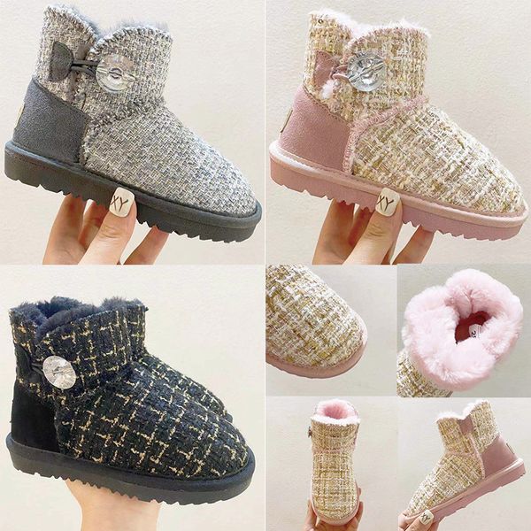 

children winter snow boots girls boys comfortable warm kids slip-on boots for kids size eur 25-35, Black;grey