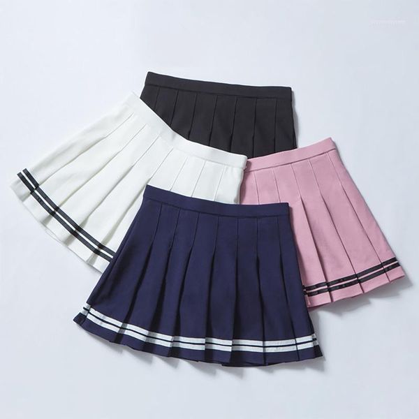 

skirts women pleat skirt harajuku preppy style plaid mini cute japanese school uniforms ladies jupe kawaii saia faldas 1211, Black