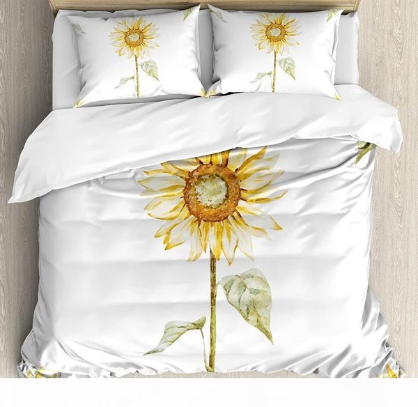 

sunflower duvet cover set sunflowers with watercolor painting effect and in minimalistic design artwork bedding set yellow green
