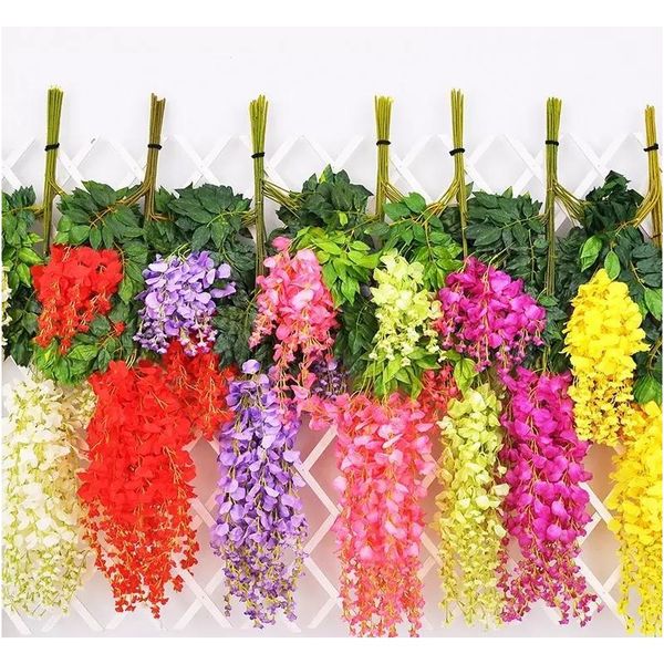

110cm wisteria wedding decor 6 colors artificial decorative flowers garlands for party wedding home bbyqly bde_luck