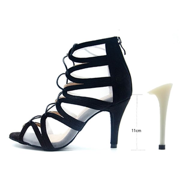 

2021 new ladies flannel ballroom latin dance women soft sole bachata salsa dancing shoes party sandals for girls high heel fzhi, Black