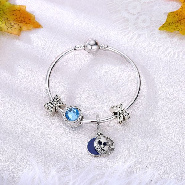 

bracelets 16-21cm charm bracelet royal 925 silver plated crown accessories purple crystal bead diy wedding jewelry with