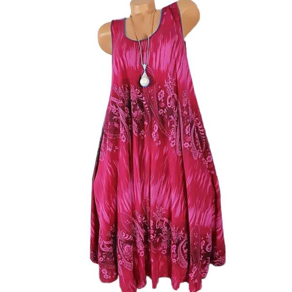 

woman dress summer floral print round neck sleeveless loose pleated tank dress drop shipping good quality, Black;gray