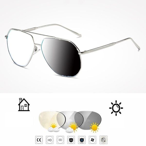 

sunglasses pilot style silver double bridge men pochromic grey reading glasses +0.75 +1 +1.25 +1.5 +1.75 +2 +2.25 +2.5 +2.75 to +4, White;black