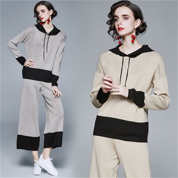

casual knitted trousers piece of for korean women hoodie sweater vest mesh femme deux parts 7lj2, White