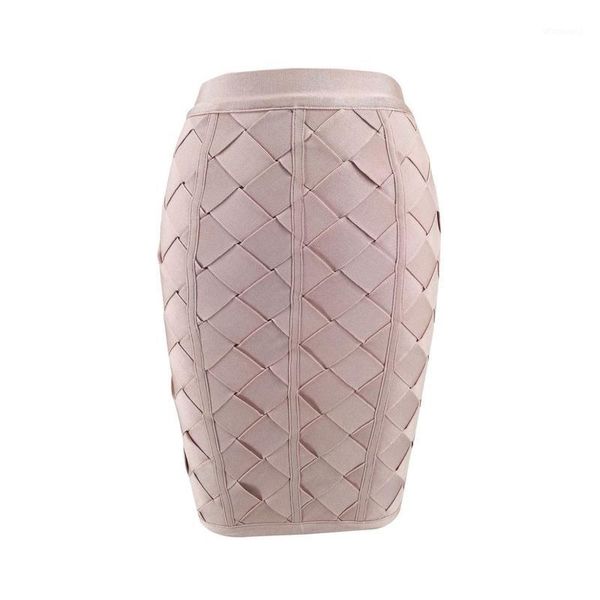 

women summer skirt weaving black beige rayon bandage skirt 2020 women designer elegant bodycon pencil skirts1