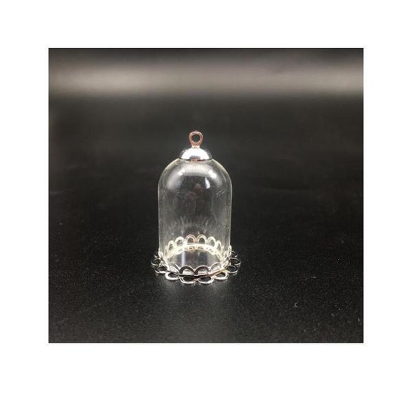 

10set 25*18mm hollow tube glass jar with silver setting tray beads cap set glass vials pendant craft display jewelry jlldfl, Black