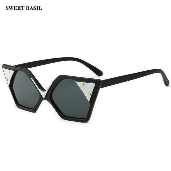 

sweet glasses personality rivet ladies basil sunglasses female mirror designer women brand rose gold flat sun eye cat eyewear lhssn, White;black