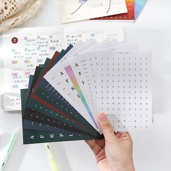

20 sheets of alphanumeric self-adhesive paper for scrapbook happy planner/card making/diary project/sticker aesthetics