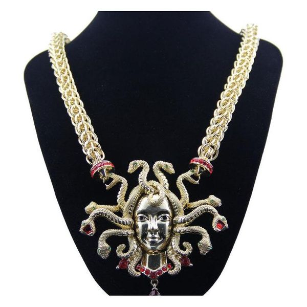 

retro nine snake head necklace female clavicle gold chain exaggeration big size ch wmtvsa dh_seller2010, Silver