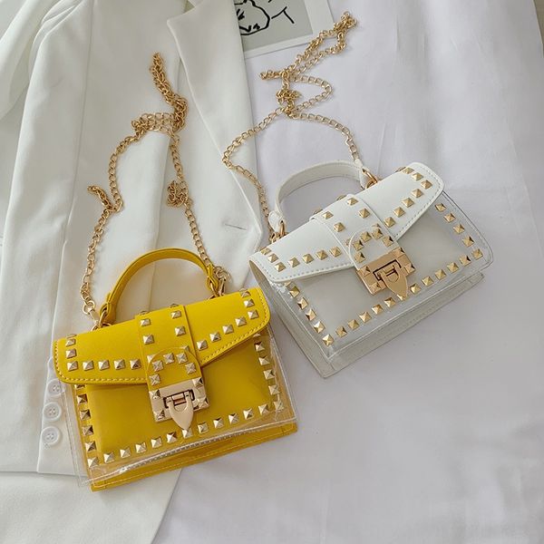 

ljd3o women's shoulder 2020 summer new korean transparent single shoulder bag fashion leisure personality rivet small bag