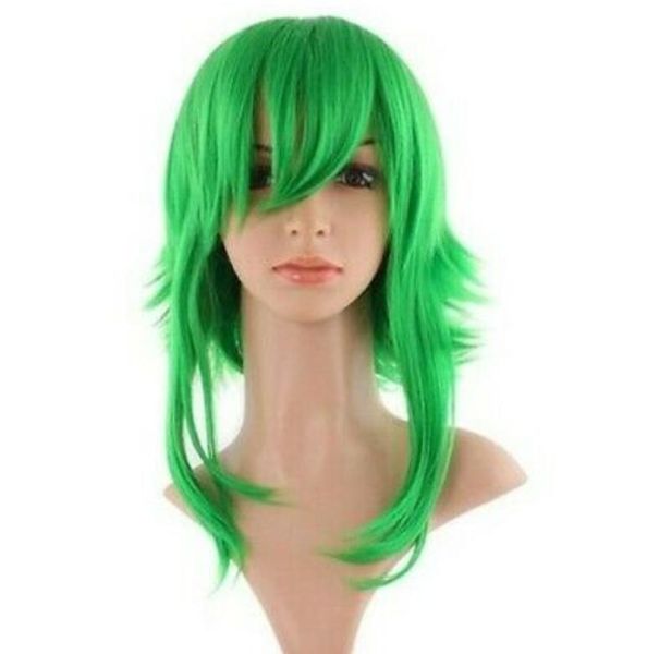 Peruk kısa yeşil yan uzun 50 cm, cosplay vocaloid gumi