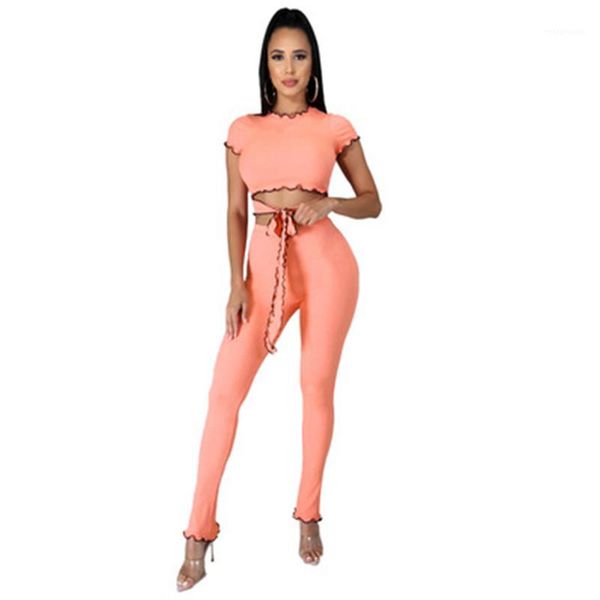 

solid color skinny sets fashion trend navel short sleeve round neck short pants suits female spring new casual slim tracksuits womens, Gray