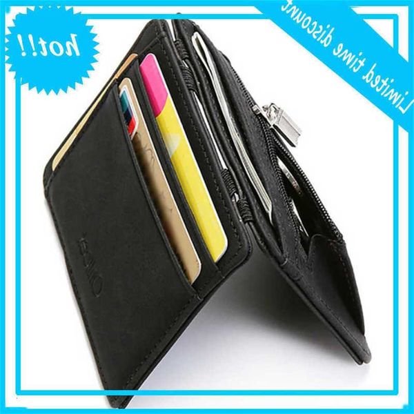 

ultra dunne 2020 new men man pu leather mini small magic portefeuilles rits wallet pouch plastic credit bank card case