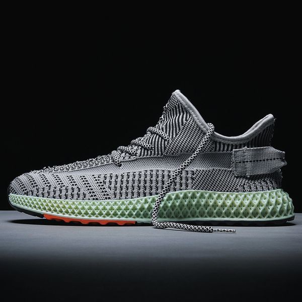 

4d printing coconut shoes men's 2020 new air permeable flying knitting men's shoes fashion and leisure c1212, Black;white