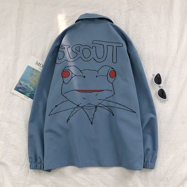 

2021 new privathinker harajuku blue print men's jackets single breasted man jacket streetwear casual fashion coat 5xl 2bw2, Black;brown