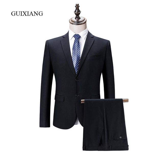 

men's suits & blazers 2021 arrival seasons style men boutique business casual slim solid two piece suit(jacket and pants) size s-4xl, White;black