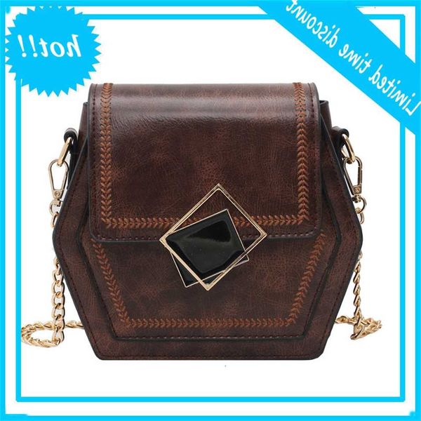 

fashion individual hexagon shoulder for women 2021 new pu retro dames crossbody bag multilateral shopping women's bags