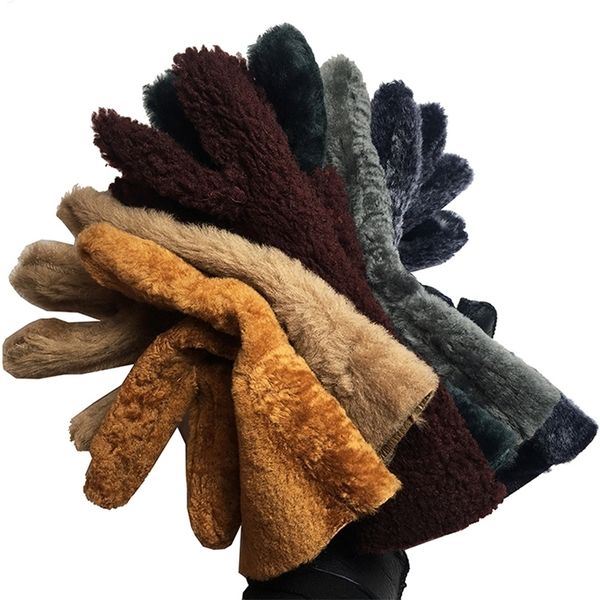 

winter gloves women 2020 fashion multi color pure sheepskin genuine leather cashmere fur warm ladies full finger mitten gloves lj201215, Blue;gray
