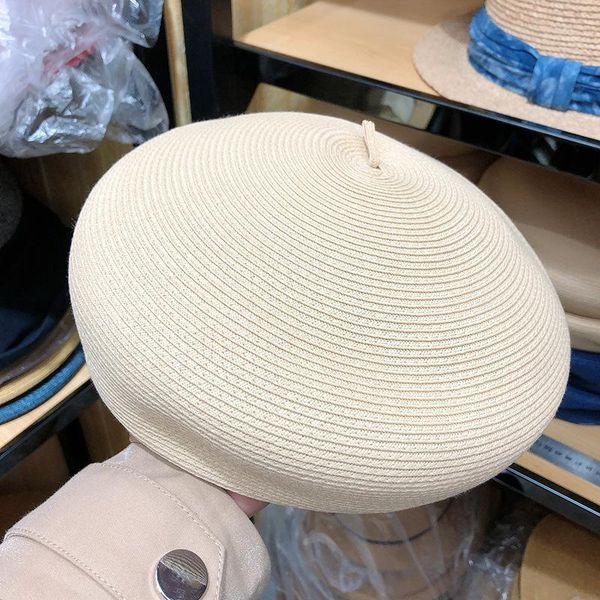 

berets 202112-yy summer japan style fine paper grass solid street beret hat men women leisure painter, Blue;gray