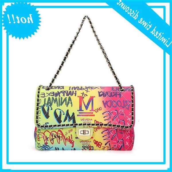 

maidudu new graffiti in autumn and winter of 2019 hand painted silk screen small square bag printing single shoulder messenger