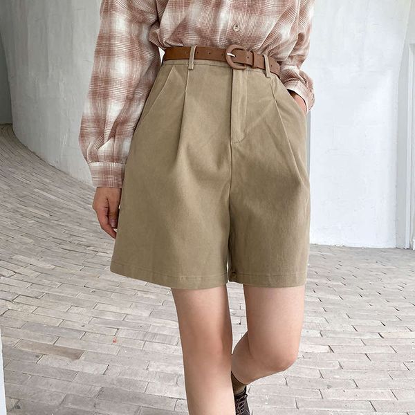 

geming bermuda shorts women's autumn winter wide leg pants loose khaki 2020 new capris n137h, Black;gray