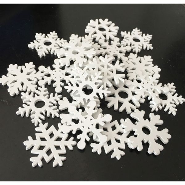 

50pcs 35mm mix shape wooden white snowflakes christmas ornaments xmas pendants new year christmas decorations for home f bbycve