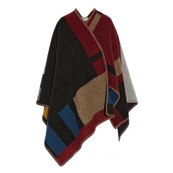 

custom your initial embroidery on women poncho scarf monogramed british plaid fleece cape winter poncho blanket, Blue;gray