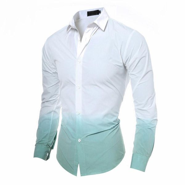 

vogue nice fashion shirt men long sleeve slim casual lapel men shirt trend 2d tie dye gradient, White;black