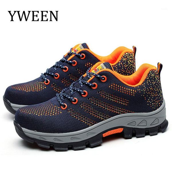 

yween steel toe men's safety work boots fashion breathable labor insurance puncture proof shoes lace up men casual shoes1, Black