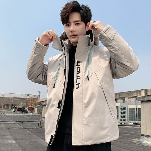 

simple autumn winter men's hooded and thiened down large size casual versatile trend personalized cotton padded jaet, Black