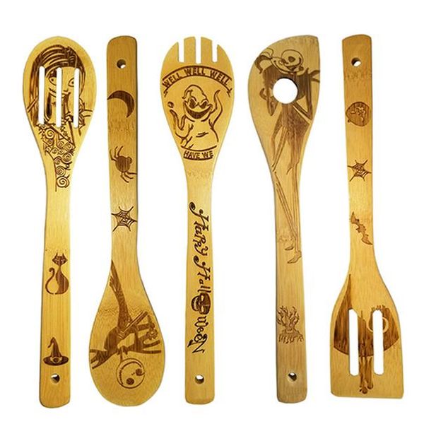

5 шт. noncy stick shovel деревянные набор рождественские хэллоуин кулинария утвари набор приготовление кухонные инструменты подарочные дерев