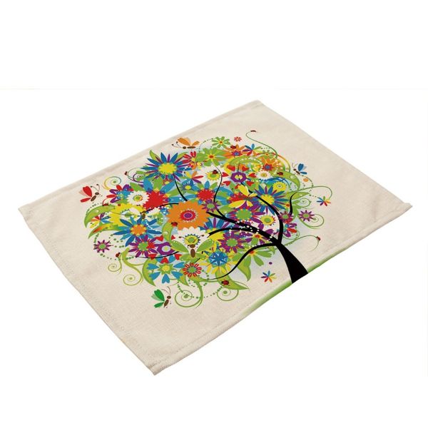 

tree print fabric coasters plants placemat dining table mats home decoration accessories tablecloth waterproof linen floral f wmtgyt