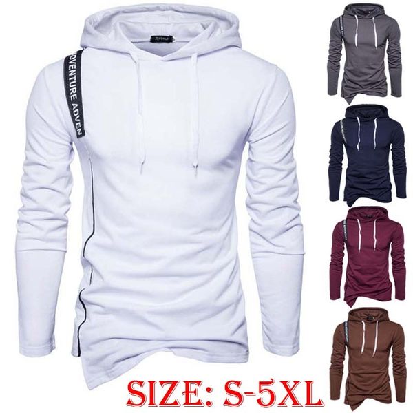 

wholesale customized new fashion men's casual sweatshirt long-sleeved hooded sports loose plus size pullover sweater, Black