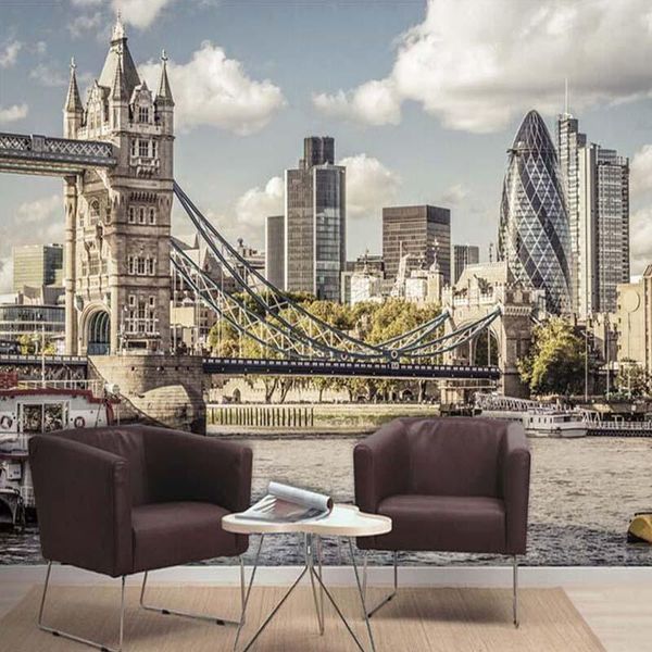 

пользовательские 3d фото обои европейский стиль лондонский мост город ландшафт гостиной спальня телевизор фон стены фрески обои f wmtpnr