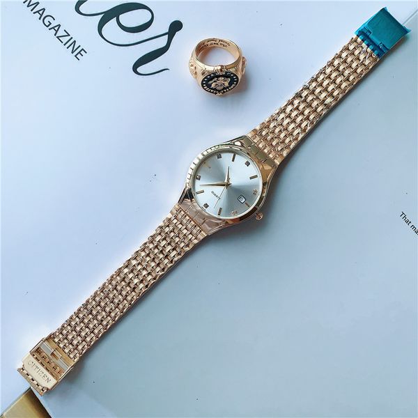 

2020simple fashion men's watch normal work calendar sports business gentleman watch rose gold gift life waterproof, Slivery;brown