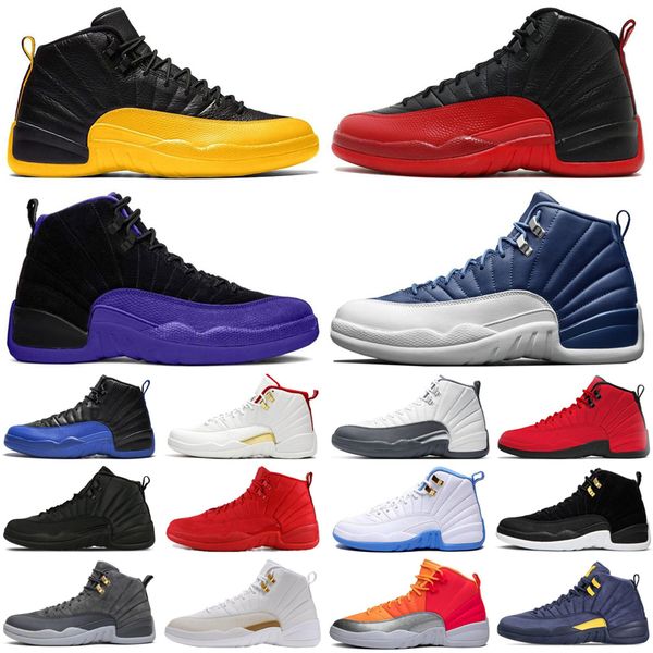 

new arrival jumpman 12 12s dark grey men basketball shoes taxi game royal flu game bulls black mens trainers sports sneakers size 7-13
