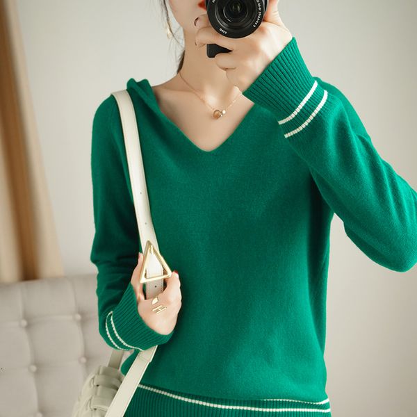 

2021 hooded sweatshirt for woman 100% pure knitting women's pullovers jumper new wool mesh 7t03, White;black