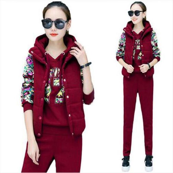 

sport suit women tracksuit 3 piece set women fall winter woman clothes casual hooded sweatshirt warm sweat suits female suit, Gray