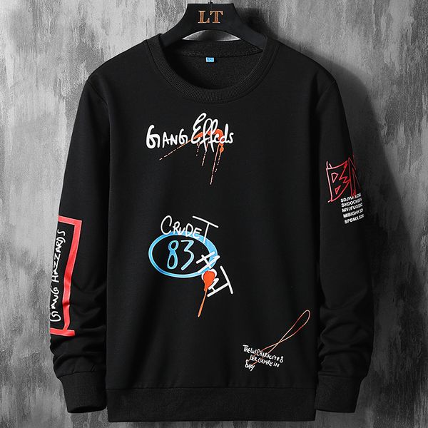 

2020 new spring more asian oversize -6xl 7xl 8xl streetwear male hoodies hip hop streets sweatpants longer sleeves, Black